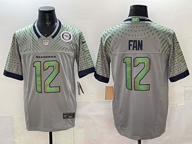 Men 2025 Seattle Seahawks #12 Fan grey 5th generation Throwback Nike Limited NFL Jersey style 08->seattle seahawks->NFL Jersey